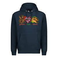 Navy Peace love tacos Premium Hoodie - NancyCooperArtShop