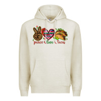 Oatmeal Heather Peace love tacos Premium Hoodie - NancyCooperArtShop