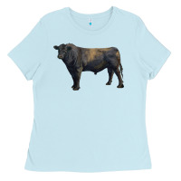 Baby Blue black angus bull Ladies Tee - RanaPortraitStore