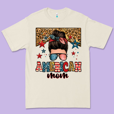American Mom Junkie Messy Bun Premium Tee Designed By Zillion Design Studio