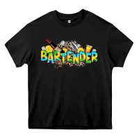 Black bartender Heavy Core Tee - Zillion Design Studio