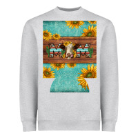 Heather Grey mom hereford cattle sunflowers on tooled leather regular can cooler Heavyweight Sweatshirt - BarkalooDesign