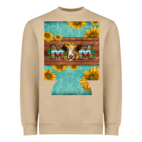 Mushroom mom hereford cattle sunflowers on tooled leather regular can cooler Heavyweight Sweatshirt - BarkalooDesign