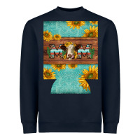 Navy mom hereford cattle sunflowers on tooled leather regular can cooler Heavyweight Sweatshirt - BarkalooDesign