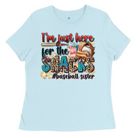 Baby Blue i'm just here for the snacks #baseball sister Ladies Tee - Zillion Design Studio