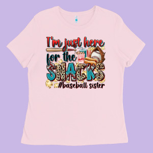 I'm Just Here For The Snacks #baseball Sister Ladies Tee Designed By Zillion Design Studio