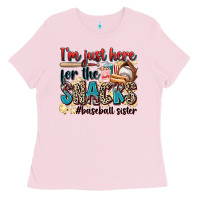 Bubblegum Pink i'm just here for the snacks #baseball sister Ladies Tee - Zillion Design Studio