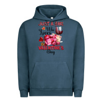 Pigment Midnight Navy just a girl who loves valentine's day Urban Hoodie - OliviaCreatesArt