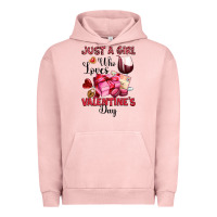 Pigment Salmon just a girl who loves valentine's day Urban Hoodie - OliviaCreatesArt