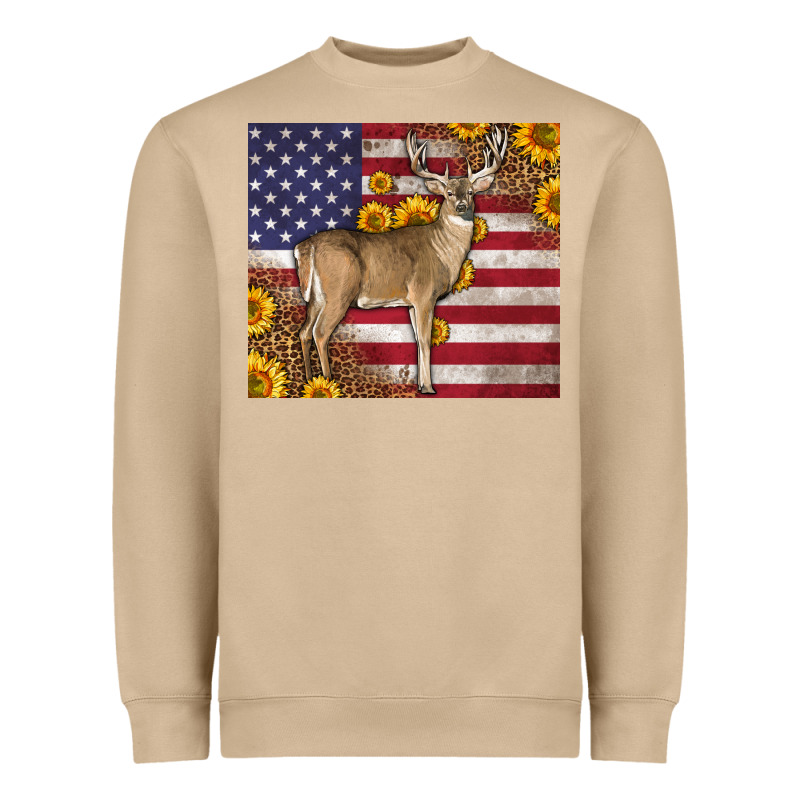 Western American Flag And Deer Heavyweight Sweatshirt by LillyAllenDesigns | Teevron