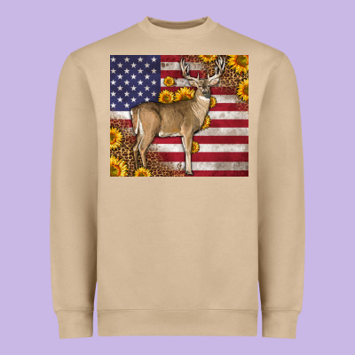 Western American Flag And Deer Heavyweight Sweatshirt Designed By Lillyallendesigns