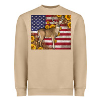 Mushroom Western American Flag And Deer Heavyweight Sweatshirt - LillyAllenDesigns
