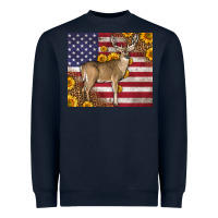 Navy Western American Flag And Deer Heavyweight Sweatshirt - LillyAllenDesigns