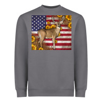 Storm Western American Flag And Deer Heavyweight Sweatshirt - LillyAllenDesigns