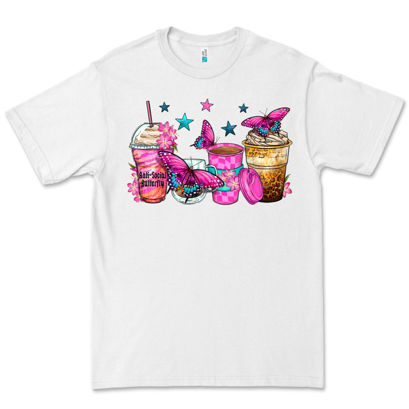 Antisocial Butterfly Coffee Cups Premium Tee by Zillion Design Studio | Teevron
