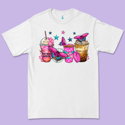 Antisocial Butterfly Coffee Cups Premium Tee Designed By Zillion Design Studio