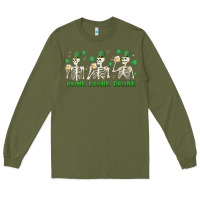 Army Green drink drank drunk st. patricks day skeletons Long Sleeve Tee - MaliasSmallBusiness