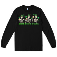 Black drink drank drunk st. patricks day skeletons Long Sleeve Tee - MaliasSmallBusiness