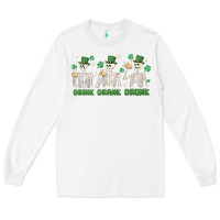 White drink drank drunk st. patricks day skeletons Long Sleeve Tee - MaliasSmallBusiness