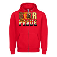 Red Western Bear Pride LGBTQ+ Zipper Hoodie - BundleAndBundleShop