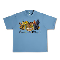 Pebble Blue peace love rooster Urban Heavy Tee - LillyAllenDesigns