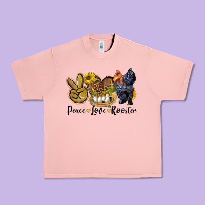 Peace Love Rooster Urban Heavy Tee Designed By Lillyallendesigns