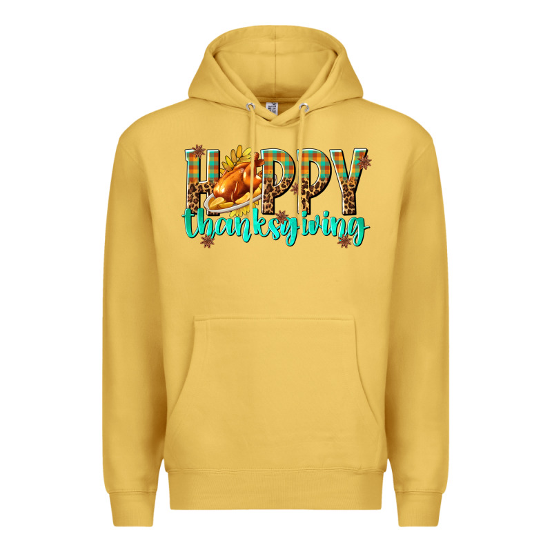 Happy Thanksgiving With Turkey Premium Hoodie by texasbilliewilder | Teevron