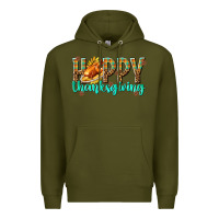 Army Green Happy Thanksgiving with Turkey Premium Hoodie - texasbilliewilder