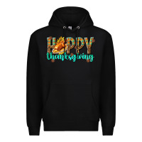 Black Happy Thanksgiving with Turkey Premium Hoodie - texasbilliewilder