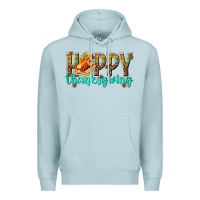 Blue Mist Happy Thanksgiving with Turkey Premium Hoodie - texasbilliewilder