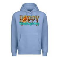 Colony Blue Happy Thanksgiving with Turkey Premium Hoodie - texasbilliewilder