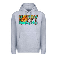 Heather Grey Happy Thanksgiving with Turkey Premium Hoodie - texasbilliewilder