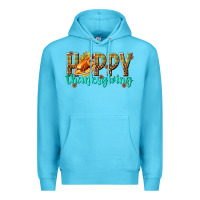 Ocean Blue Happy Thanksgiving with Turkey Premium Hoodie - texasbilliewilder
