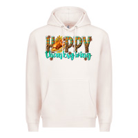 Pale Pink Happy Thanksgiving with Turkey Premium Hoodie - texasbilliewilder
