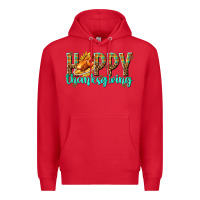 Red Happy Thanksgiving with Turkey Premium Hoodie - texasbilliewilder