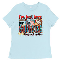 Baby Blue i'm just here for the snacks #baseball brother Ladies Tee - Zillion Design Studio