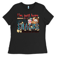 Black i'm just here for the snacks #baseball brother Ladies Tee - Zillion Design Studio