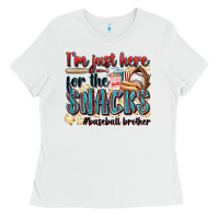 White i'm just here for the snacks #baseball brother Ladies Tee - Zillion Design Studio