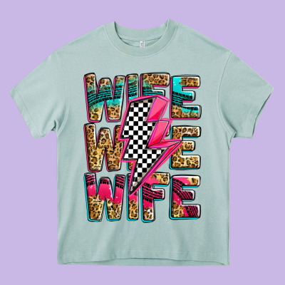 Race Wife Wife Wife Lightningbolt Heavy Core Tee Designed By Zillion Design Studio
