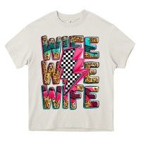 Cream race wife wife wife lightningbolt Heavy Core Tee - Zillion Design Studio