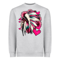 Indian Headdress With Hearts Valentine's Day Heavyweight Sweatshirt | Teevron