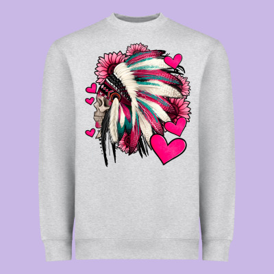 Indian Headdress With Hearts Valentine's Day Heavyweight Sweatshirt Designed By Jasminsmagicworld