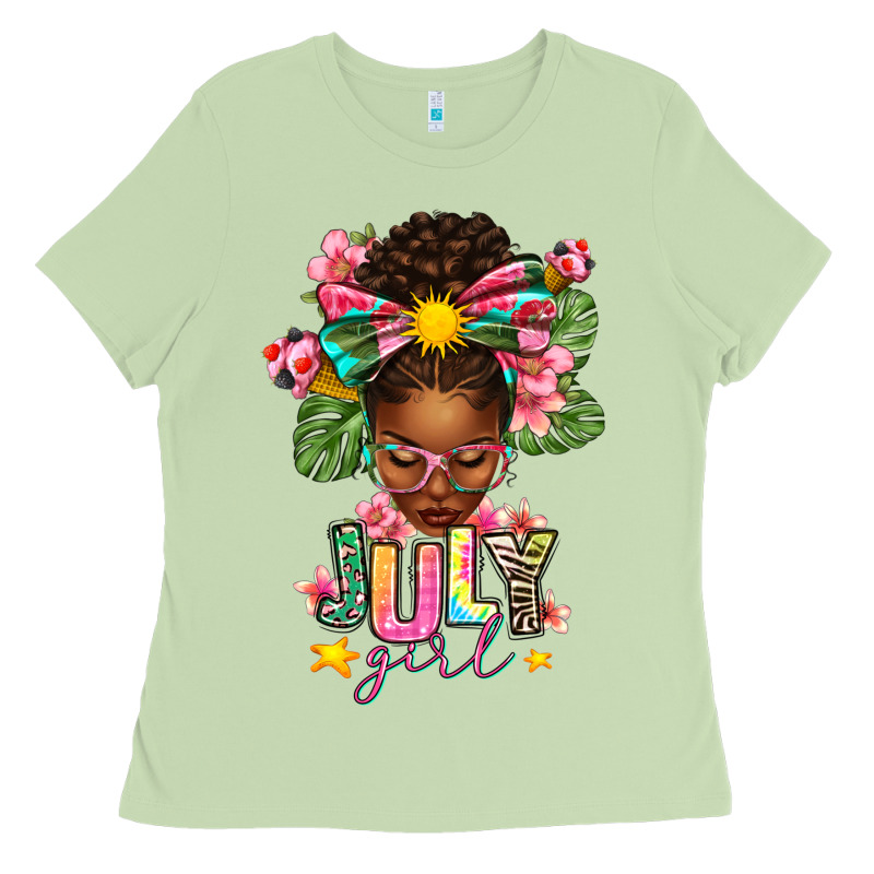 July Girl Afro Woman Summer Ladies Tee by texasbilliewilder | Teevron
