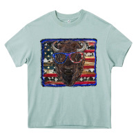 Arona bison with american flag and glasses Heavy Core Tee - RanaPortraitStore