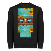 Black mom hereford cattle sunflowers on tooled leather slim can cooler Heavyweight Sweatshirt - BarkalooDesign