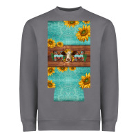 Storm mom hereford cattle sunflowers on tooled leather slim can cooler Heavyweight Sweatshirt - BarkalooDesign