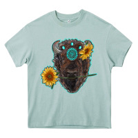 Arona bison head with sunflowers and gemstone Heavy Core Tee - RanaPortraitStore