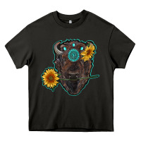 Bison Head With Sunflowers And Gemstone Heavy Core Tee | Teevron