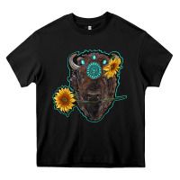 Black bison head with sunflowers and gemstone Heavy Core Tee - RanaPortraitStore