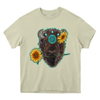 Mossy bison head with sunflowers and gemstone Heavy Core Tee - RanaPortraitStore